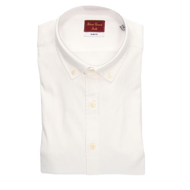 WHITE BUTTON-DOWN COLLAR SHIRT