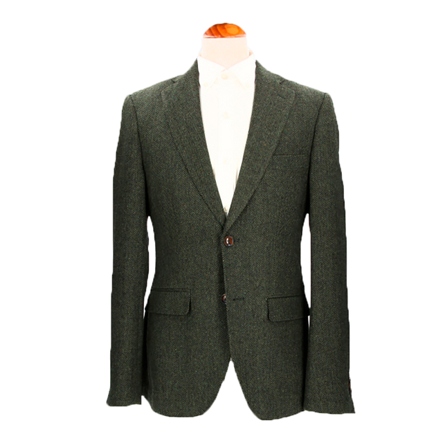 Green Herringbone Blazer