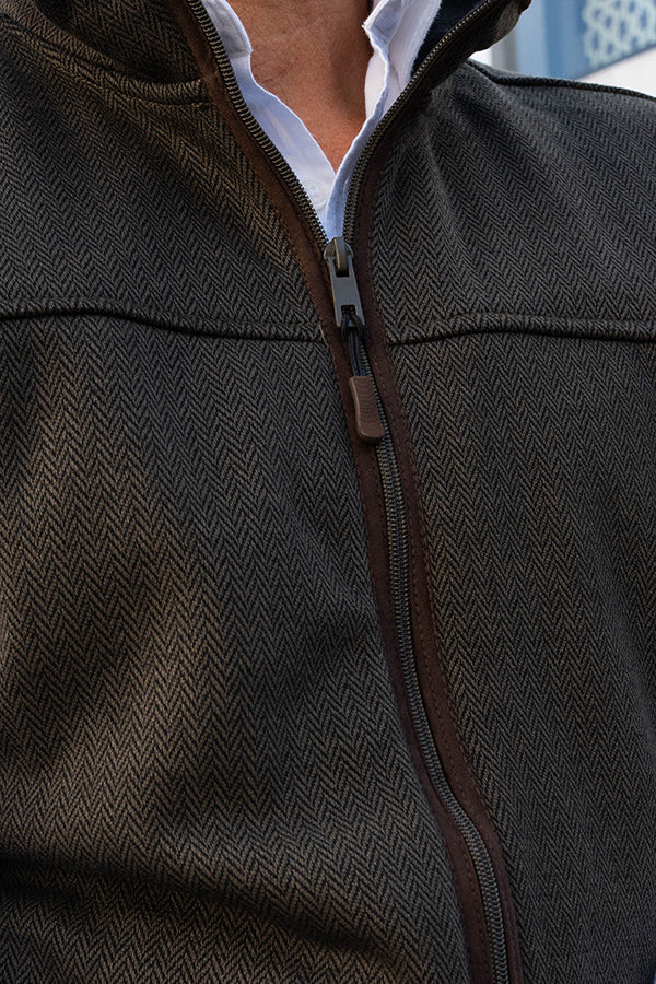 Gilet polaire vert à chevrons