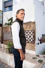 Gilet polaire vert à chevrons