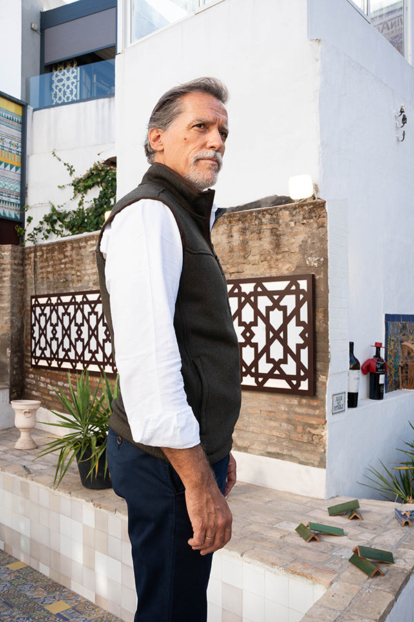 Gilet polaire vert à chevrons