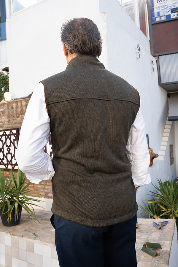 Gilet polaire vert à chevrons