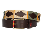 CINT. MARRON BORDADO BEIGE-TOSTADO-VERDE