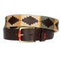 BROWN BELT WITH BEIGE-TAN-GREEN EMBROIDERY