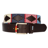 CINT. MARRON BORDADO BEIGE-AZUL-ROSA