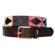 CINT. MARRON BORDADO BEIGE-AZUL-ROSA