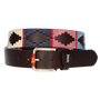 BROWN BELT WITH BEIGE-BLUE-PINK EMBROIDERY