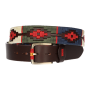 CINT. MARRON BORDADO AZUL-GRIS-VERDE