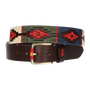 CEINTURE MARRON AVEC BRODERIE BLEU-GRIS-VERT