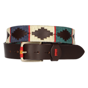 CINT. MARRON BORDADO VERDE-BEIGE-AZUL