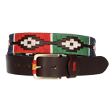 CINT. MARRON BORDADO AZUL-ROJO-VERDE