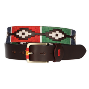 CINT. MARRON BORDADO AZUL-ROJO-VERDE