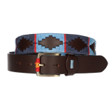 CEINTURE MARRON AVEC BRODERIE BLEU CLAIR