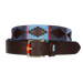 CEINTURE MARRON AVEC BRODERIE BLEU CLAIR