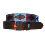 BROWN BELT WITH LIGHT BLUE EMBROIDERY