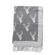 Écharpe grise à motif cerf
