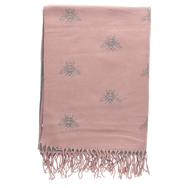 BUFANDA ROSA-GRIS EST.ABEJA