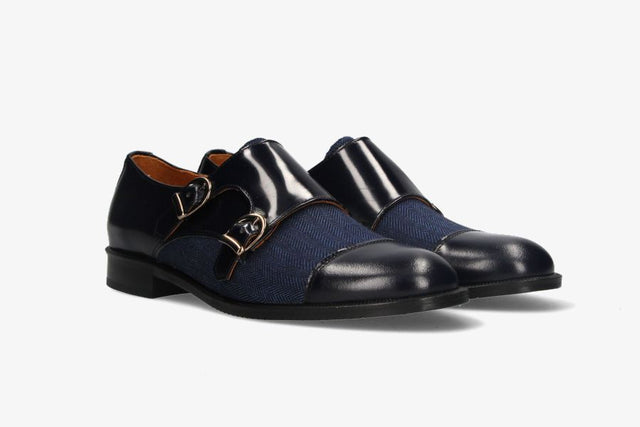 Two Buckles Antik Blue-Blue Herringbone Tuft