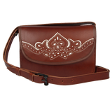 Large White Embroidered Leather Rociero Bag with Strap