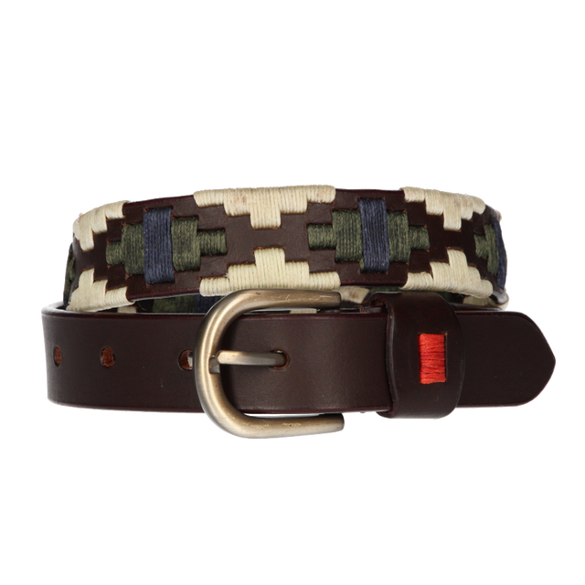 BOY'S EMBROIDERED BELT GREEN-BEIGE-BLUE