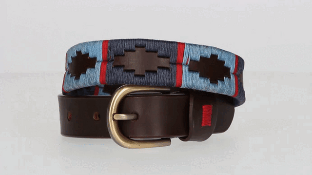BOY'S EMBROIDERED LIGHT BLUE-BLUE-RED BELT