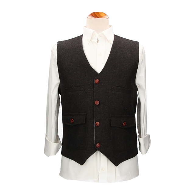 Évora Herringbone Vest Dark Brown