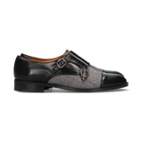 Black Double Buckle Spike Shoe