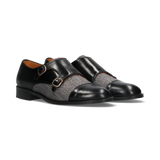 Black Double Buckle Spike Shoe