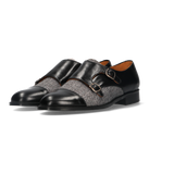 Black Double Buckle Spike Shoe