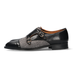 Black Double Buckle Spike Shoe