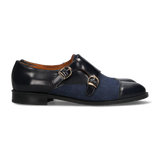 Deux boucles bleu antique à chevrons bleus