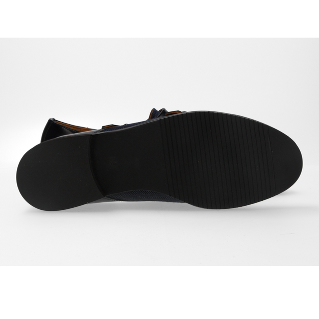 Deux boucles bleu antique à chevrons bleus