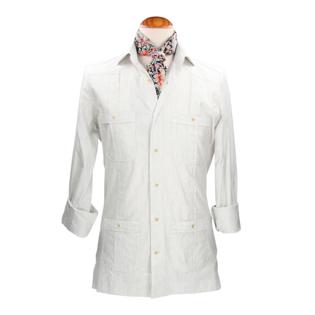 CUBAN SHIRT GREEN STRIPES