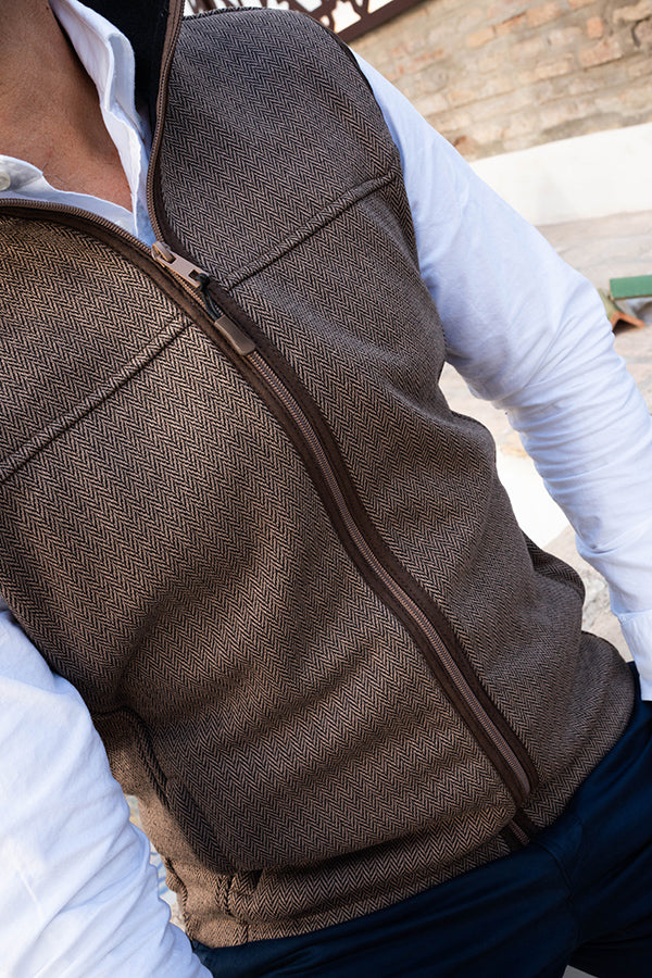 Camel Polar Herringbone Vest
