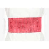 RED SASH WITH POLKA DOTS AND WHITE PIN