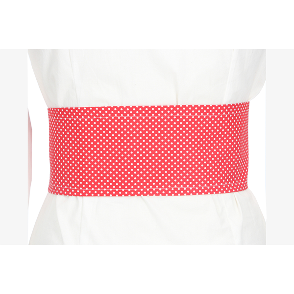 RED SASH WITH POLKA DOTS AND WHITE PIN