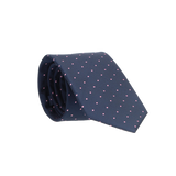 BLUE TIE WITH PINK POLKA DOTS