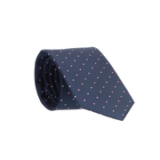 BLUE TIE WITH PINK POLKA DOTS