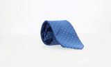 BLUE TIE WITH GREY POLKA DOTS