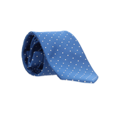 BLUE TIE WITH GREY POLKA DOTS