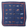 BLUE SILK HORSES HANDKERCHIEF