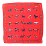 RED SILK HORSES HANDKERCHIEF