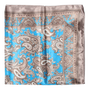 BEIGE CASHMERE SCARF WITH TURQUOISE BACKGROUND