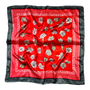 MOUCHOIR ROUGE À FLEURS ET BORDURE NOIRE