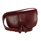 Sac banane en cuir cerise avec poignée étrier