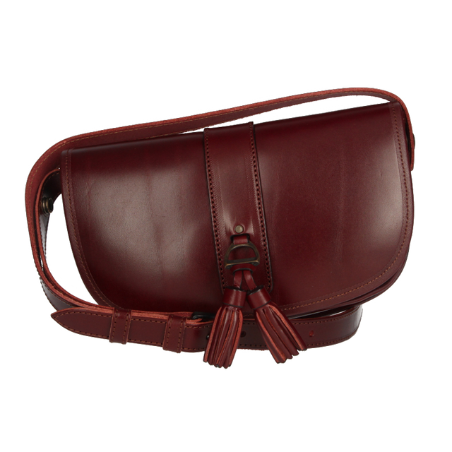 Sac banane en cuir cerise avec poignée étrier