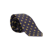 Cravate marine à fleur de lys jaune