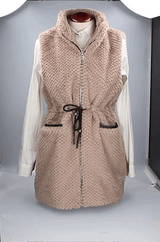 Beige Fur Vest with Dark Zipper