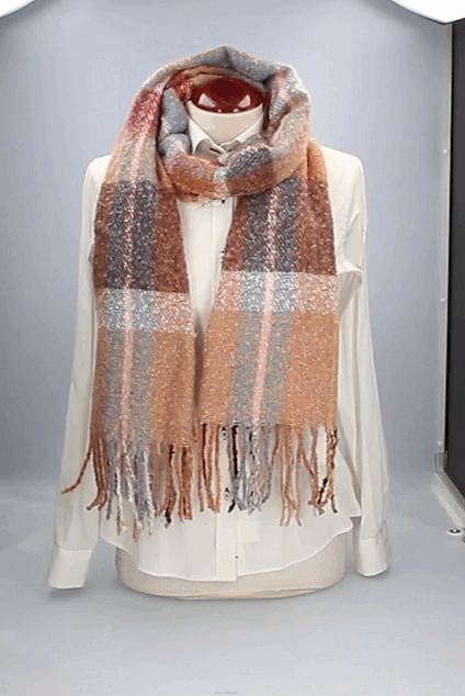 Bufanda Cuadros Tonos Camel