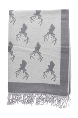 Bufanda Reversible con Estampado de Ciervo Marengo/Gris